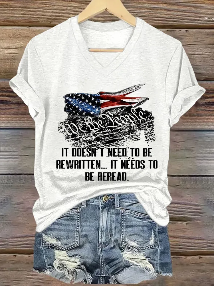 Women's We The People 1776 Print Short Sleeve Round Neck Cotton T-Shirt