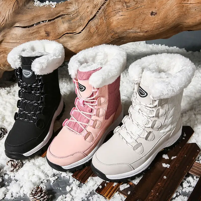 Cilool Women's Ankle Boots Warm Snow Boots Winter Shoes