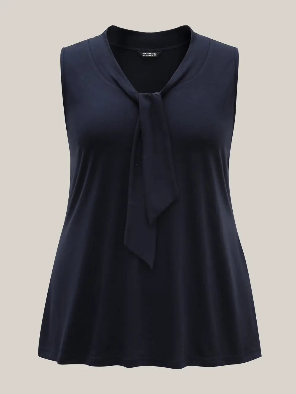 Knotted Neckline Fitted Sleeveless Blouse