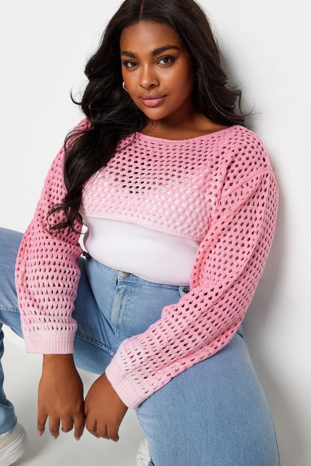 YOURS Curve Pink Ombre Crochet Arm Warmer