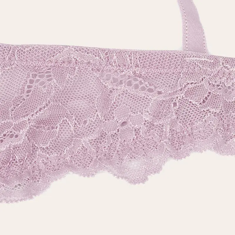 Light Purple Eyelash Lace Demi Bra Sexy Sheer Lace Balconette Bra Daily Wear