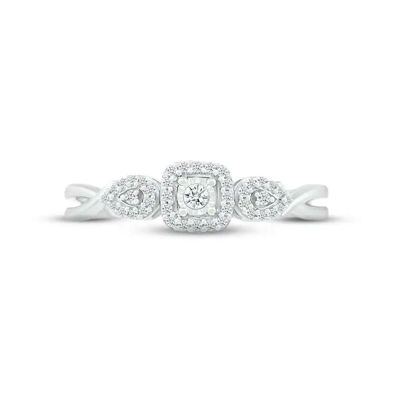 Diamond Cushion Promise Ring 1/10 ct tw Round-cut Sterling Silver