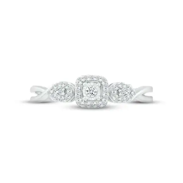 Diamond Cushion Promise Ring 1/10 ct tw Round-cut Sterling Silver