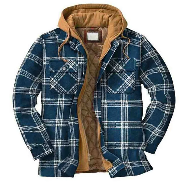 Checked Textured Chunky Hooded Jacket