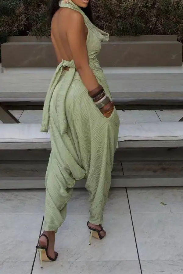 Backless Harem Pant Set