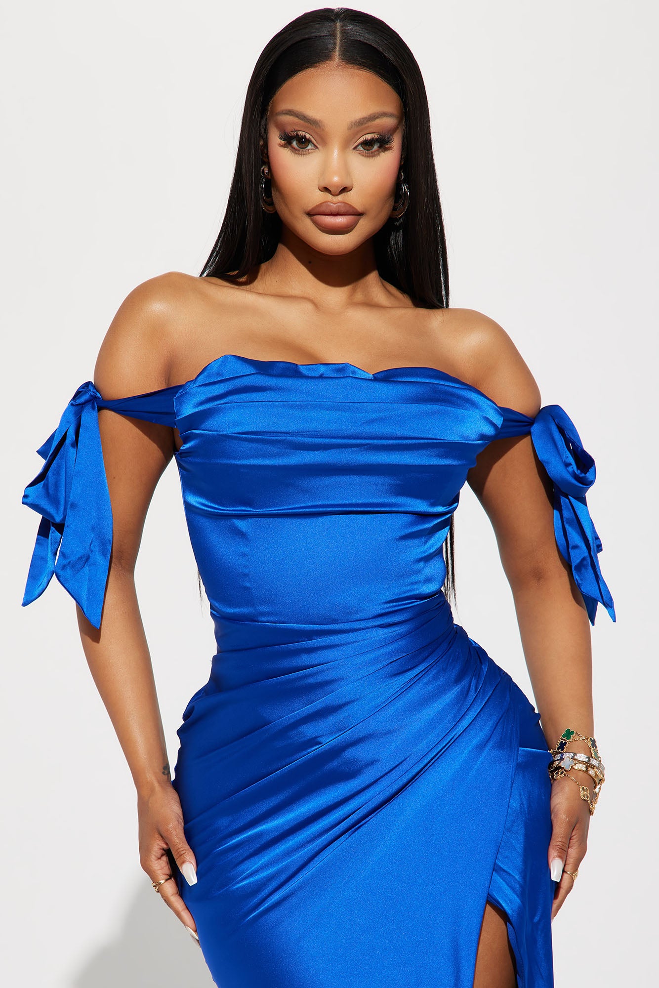 Lady Of The Night Satin Maxi Dress - Royal