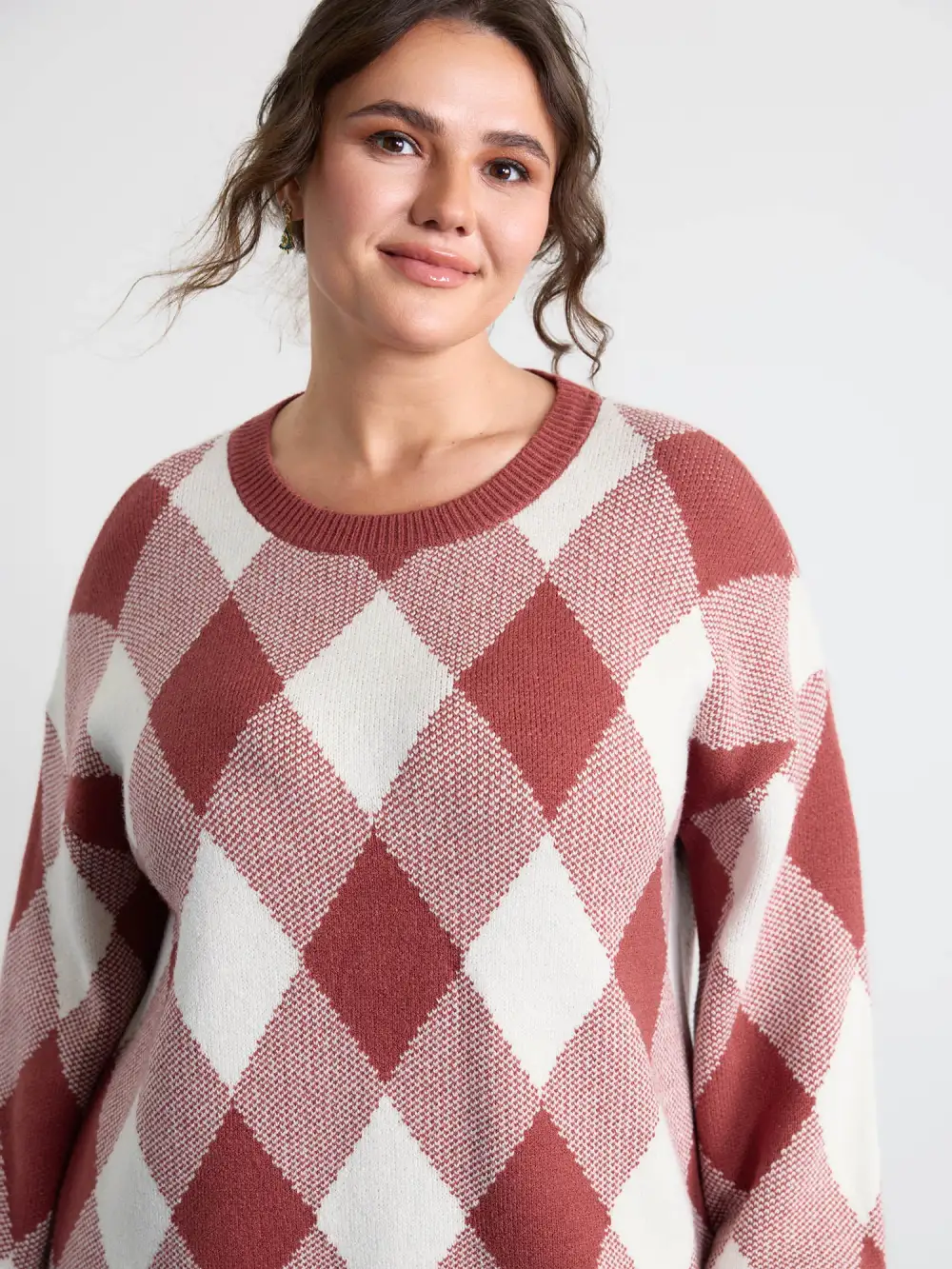 Checkered Color Contrast Pullover