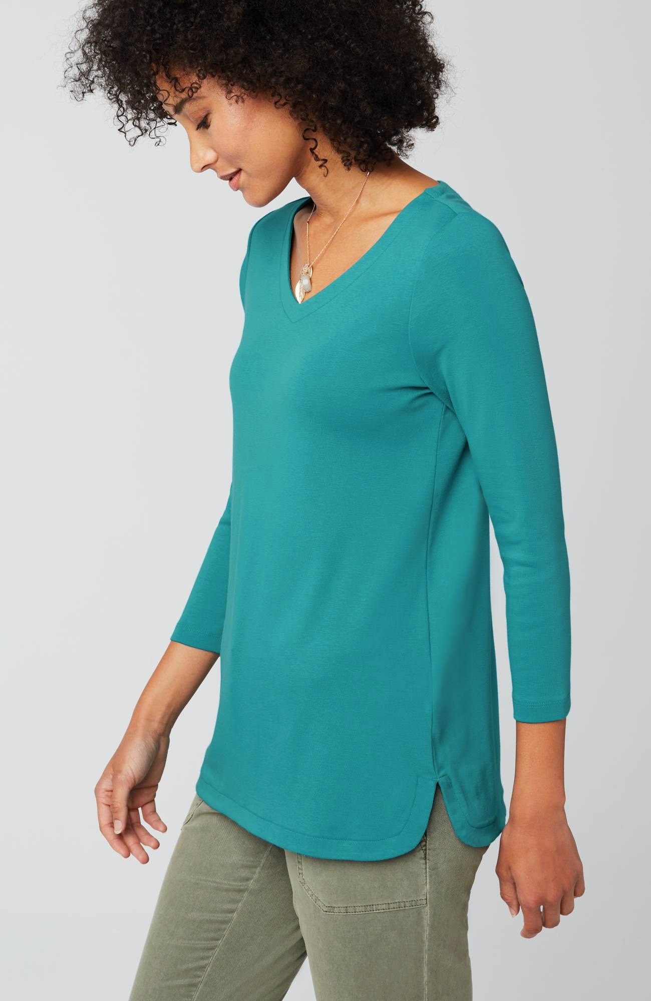 pima 3/4-sleeve v-neck tee