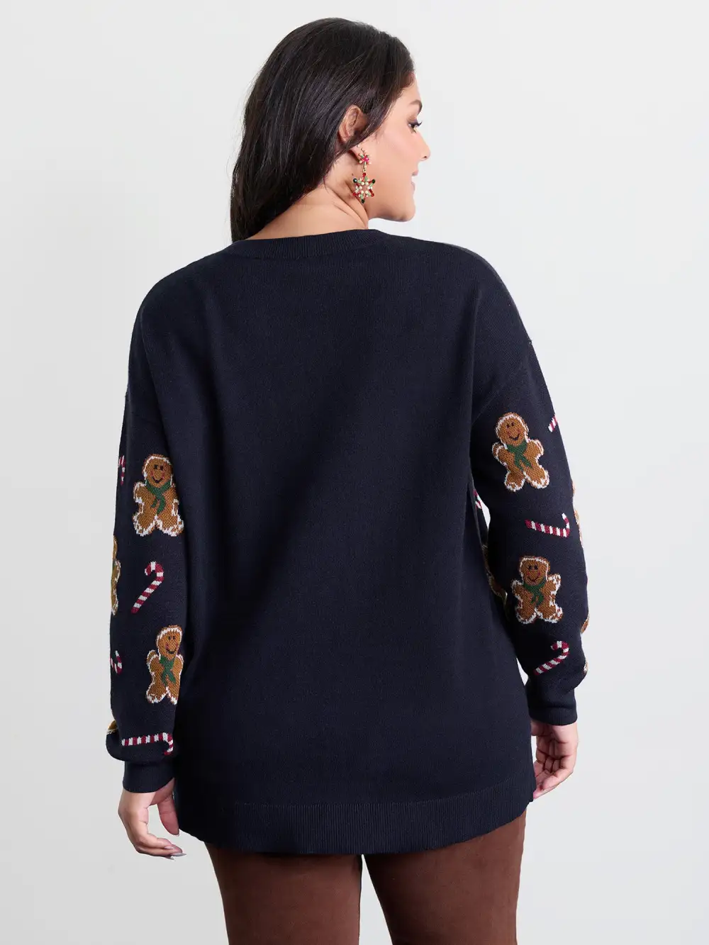 Gingerbread Holiday Jacquard Round Neck Pullover