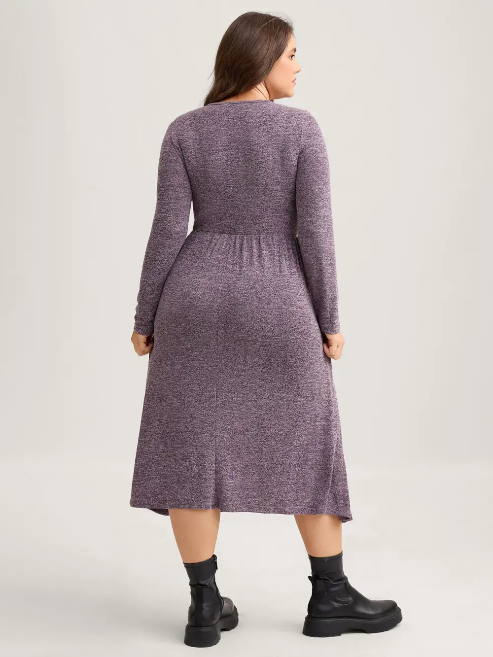 Heart Neckline Button Detailing Crossover Fit Dress