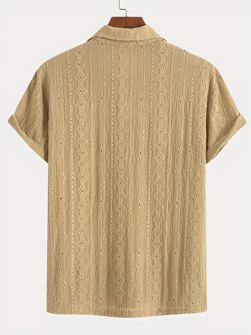 Men's Daily Jacquard Textured Striped Casual Comfortable Polo Tops