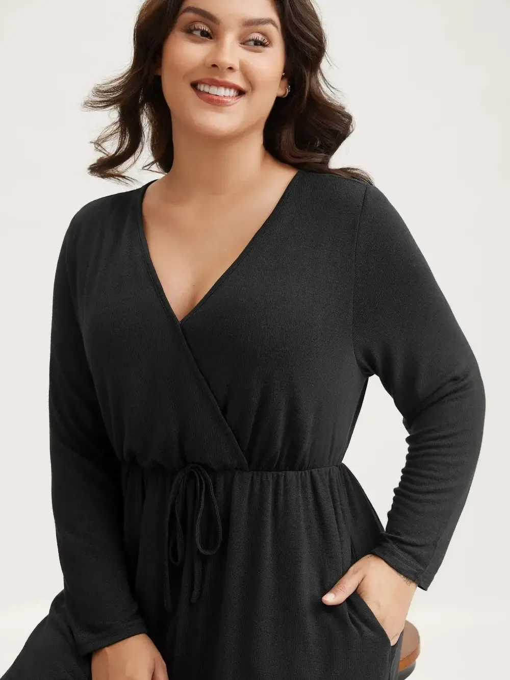 3 Pack Elastic Waist Overlap Collar Lounge Jumpsuit