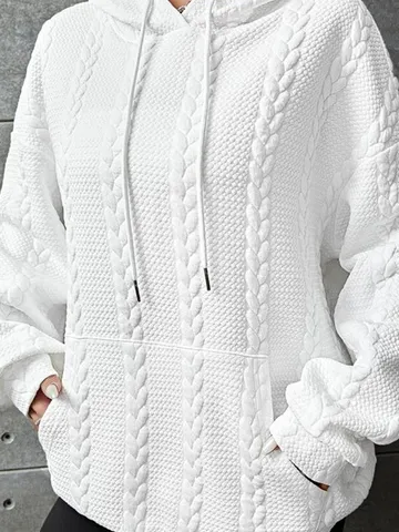 Casual Loose Plain Hoodie Long sleeve Sweatshirt