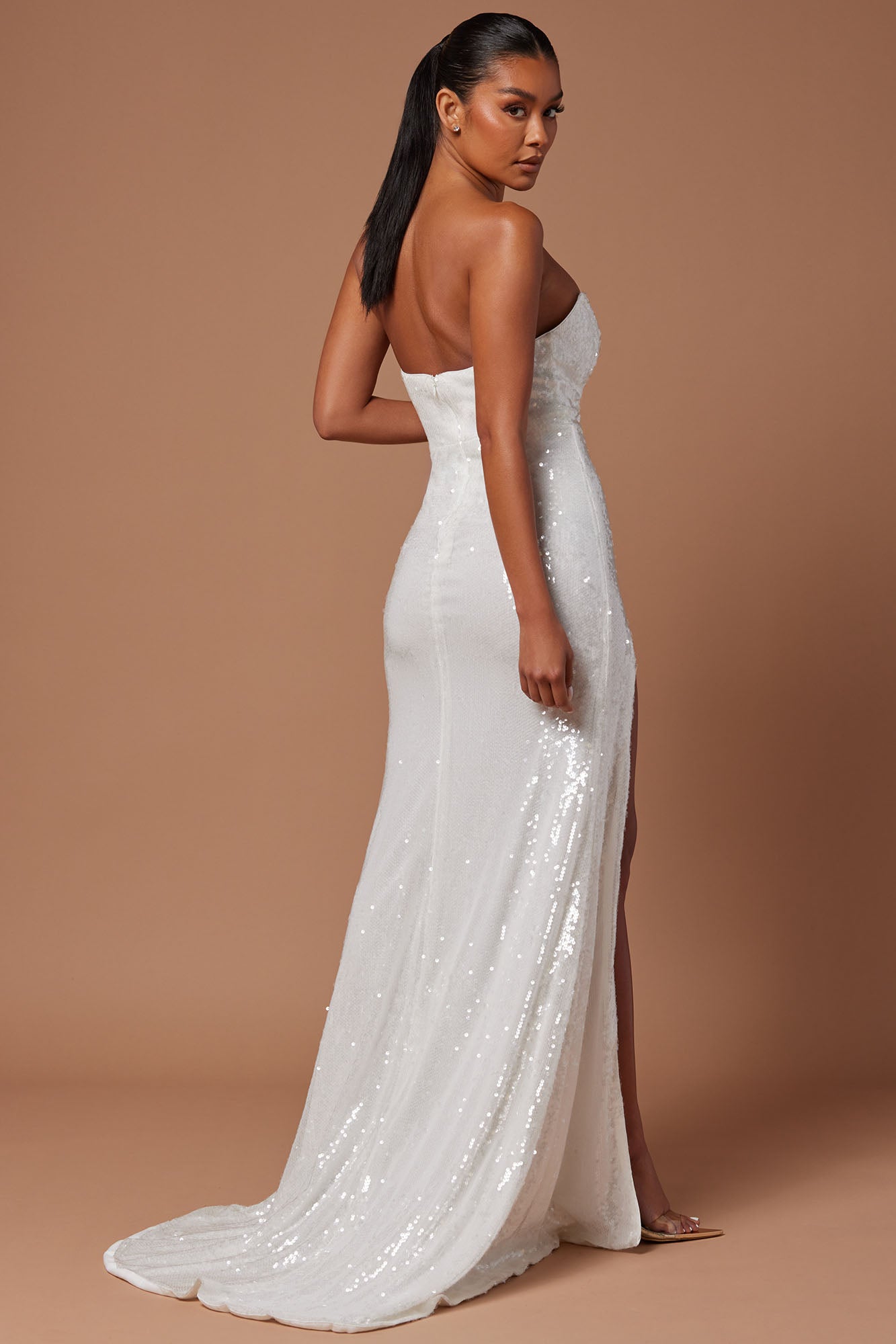 Deana Sequin Gown - White