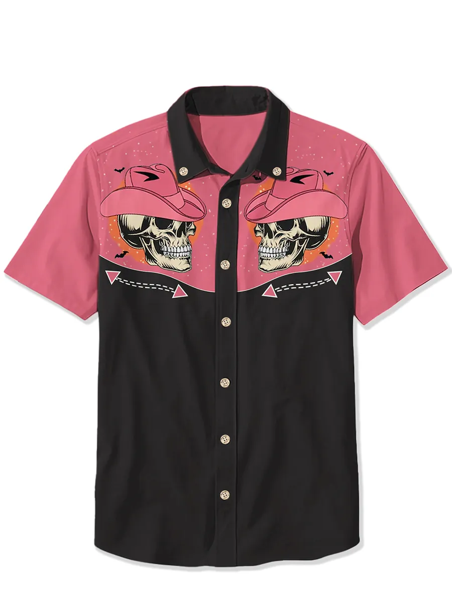 Western Pink Skull Cowboy Hat Shirt