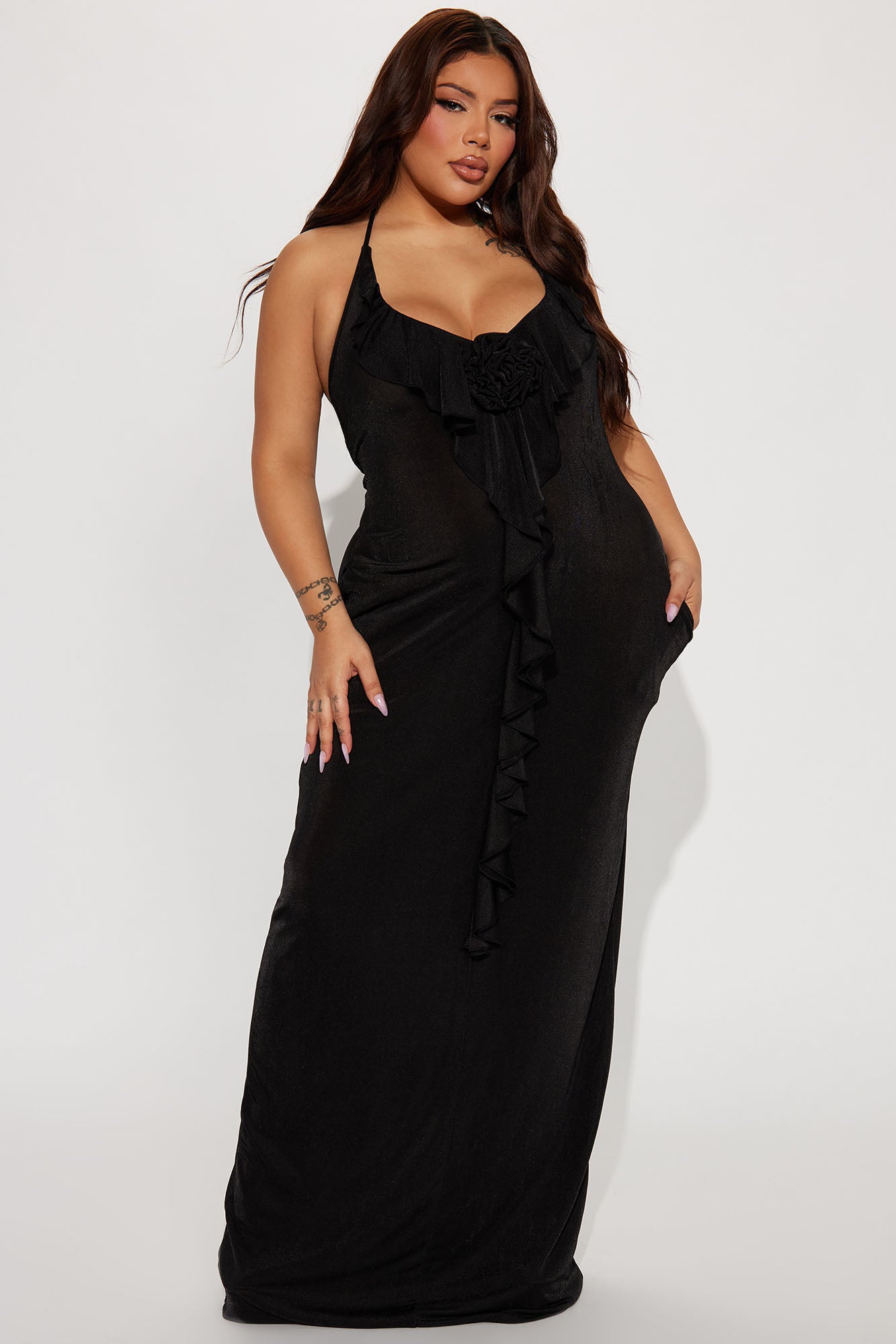 Cabo Slinky Maxi Dress - Black