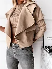 Women's Blouse Stylish Modern Long Sleeve Regular Tops Shirt Collar Work Daily Khaki Spring Fall Winter