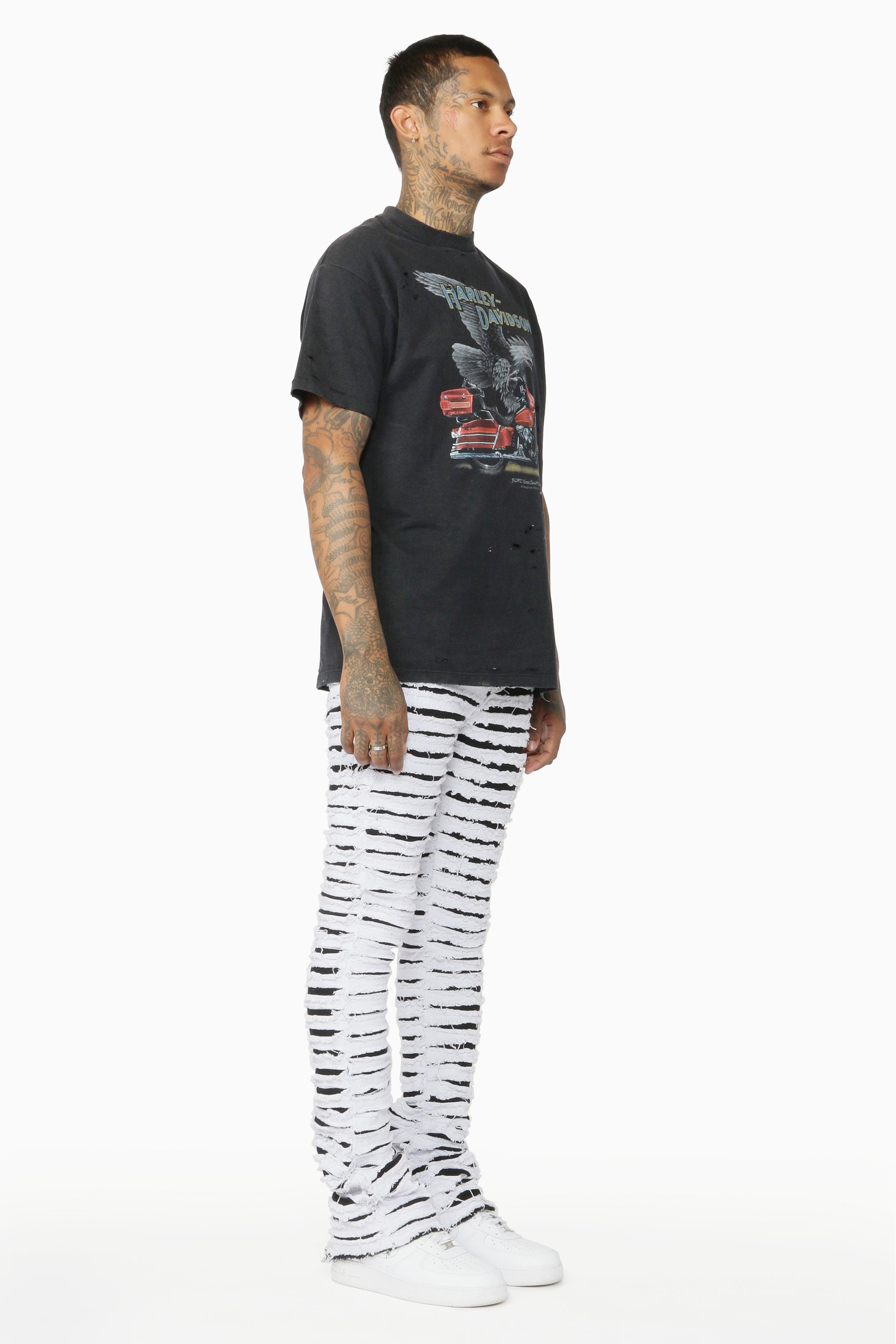 Kunno White Stacked Flare Jean