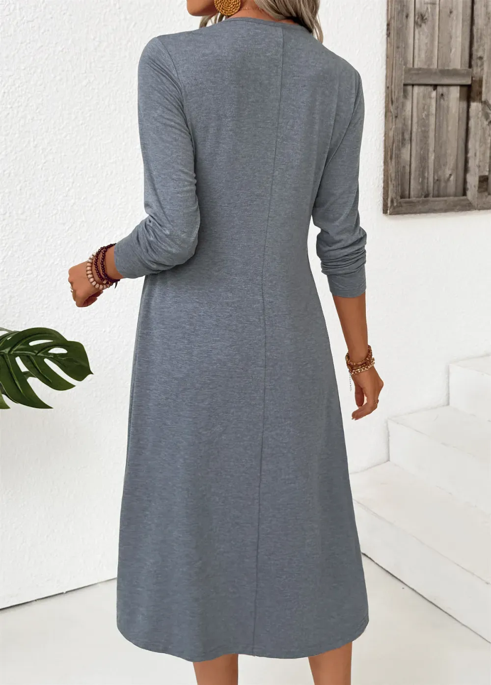 Dark Grey Marl Tummy Coverage High Low Dress