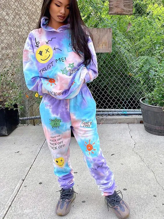 Purple Blue 2 piece set tops and bottoms how perfect and cozy piece for your Halloween day