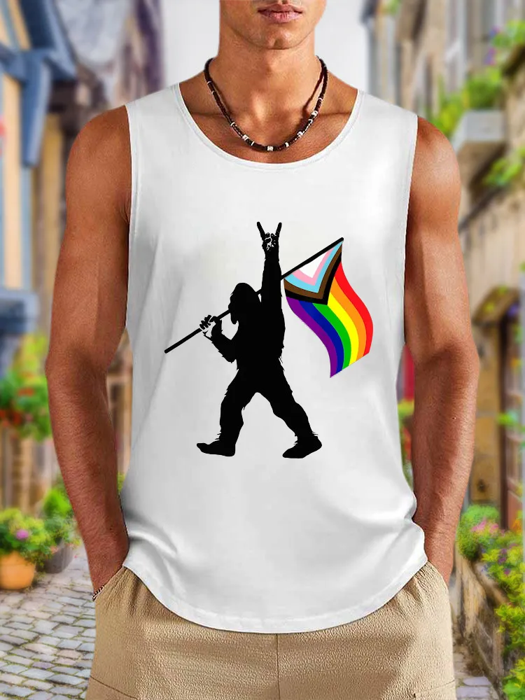 Men'S Vests Bigfoot Rock On LGBTQ Progressive New Pride Flag