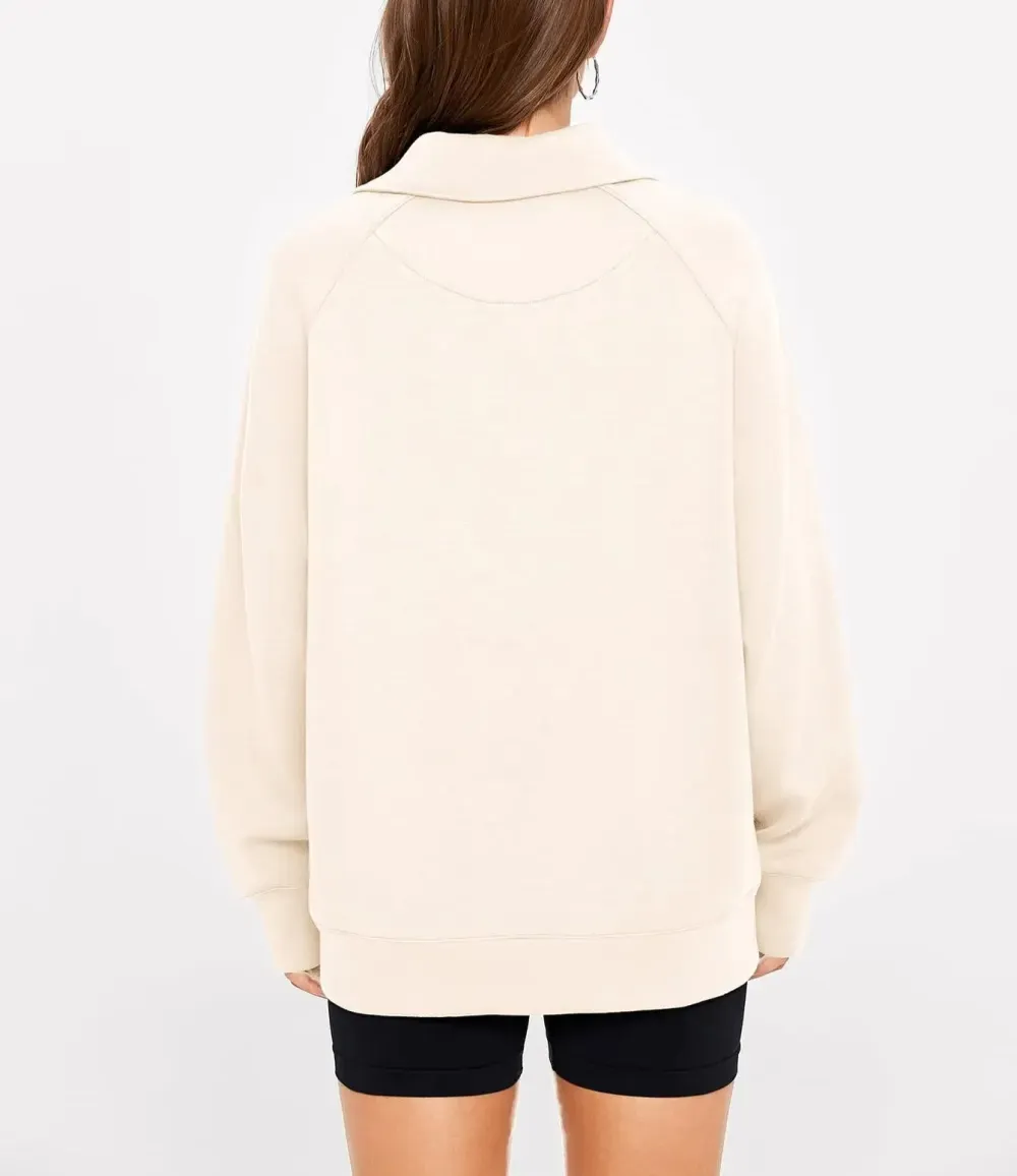 ✨Women's Half Zip Oversized Sweatshirt with Pockets