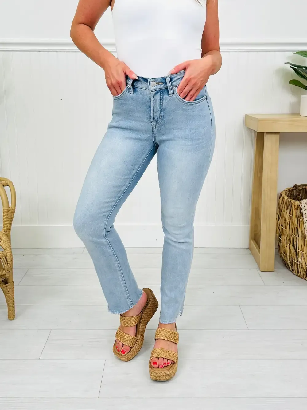 One Step Ahead Tummy Control Cropped Step Hem Jeans