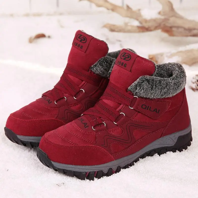 Large Size Women Hook Loop Outdoor Sneakers Ankle Warm Suede Boots