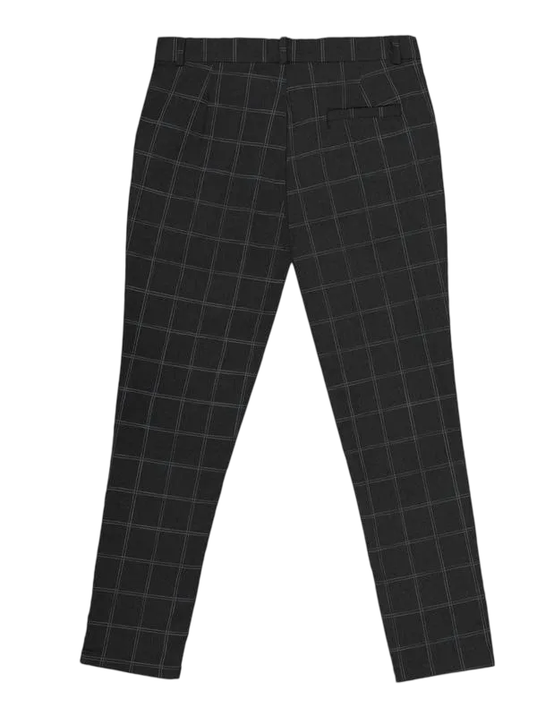 Men's Plaid Button-Fly Slim Trousers (Pocket Design) - Work/Daily, All Seasons