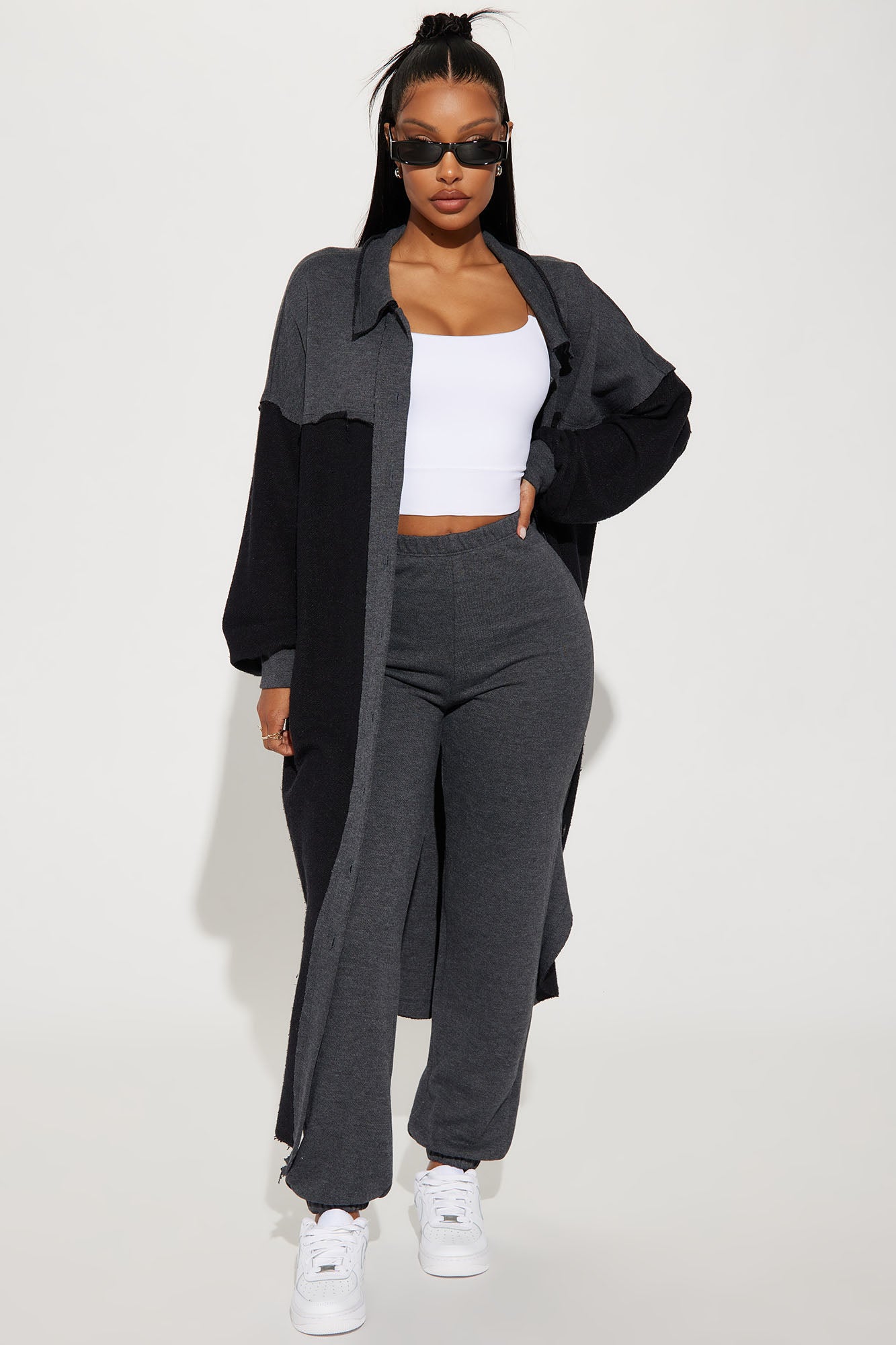 On The Down Low Jogger Set - Charcoal