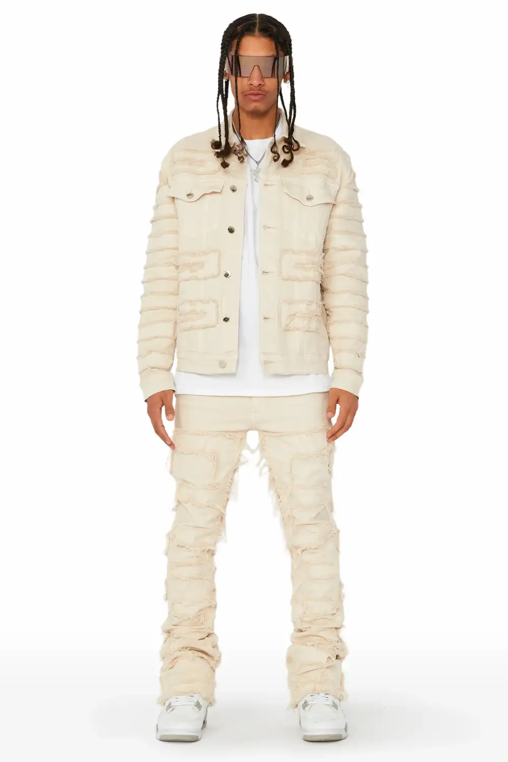 Shake Beige Stacked Flare Jean