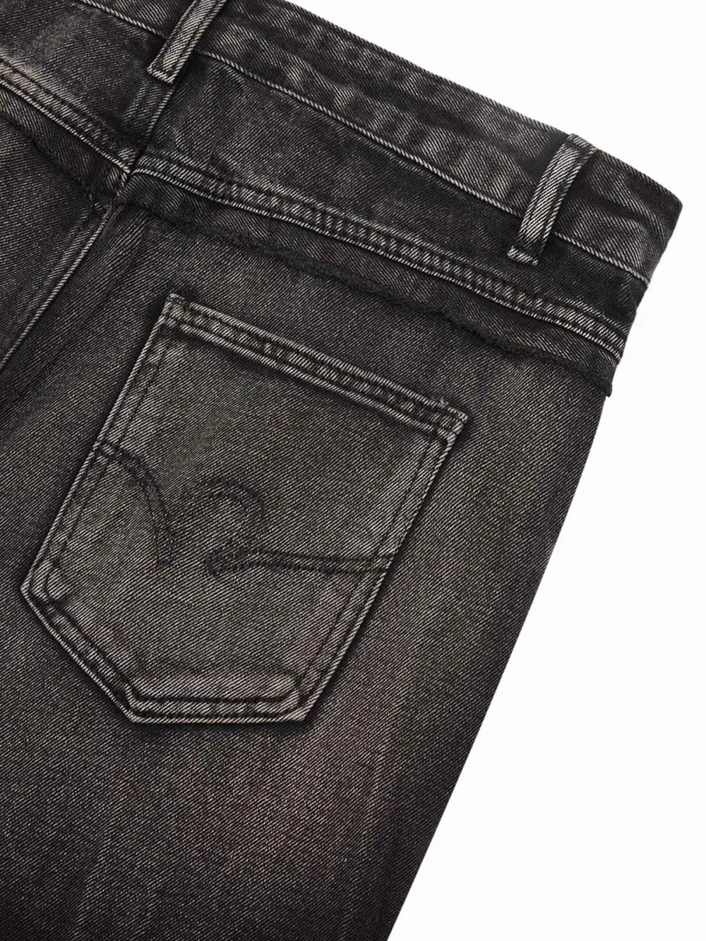 Heavy Washed Ripped Plaid Stitching Hip-Hop Jeans - 2174