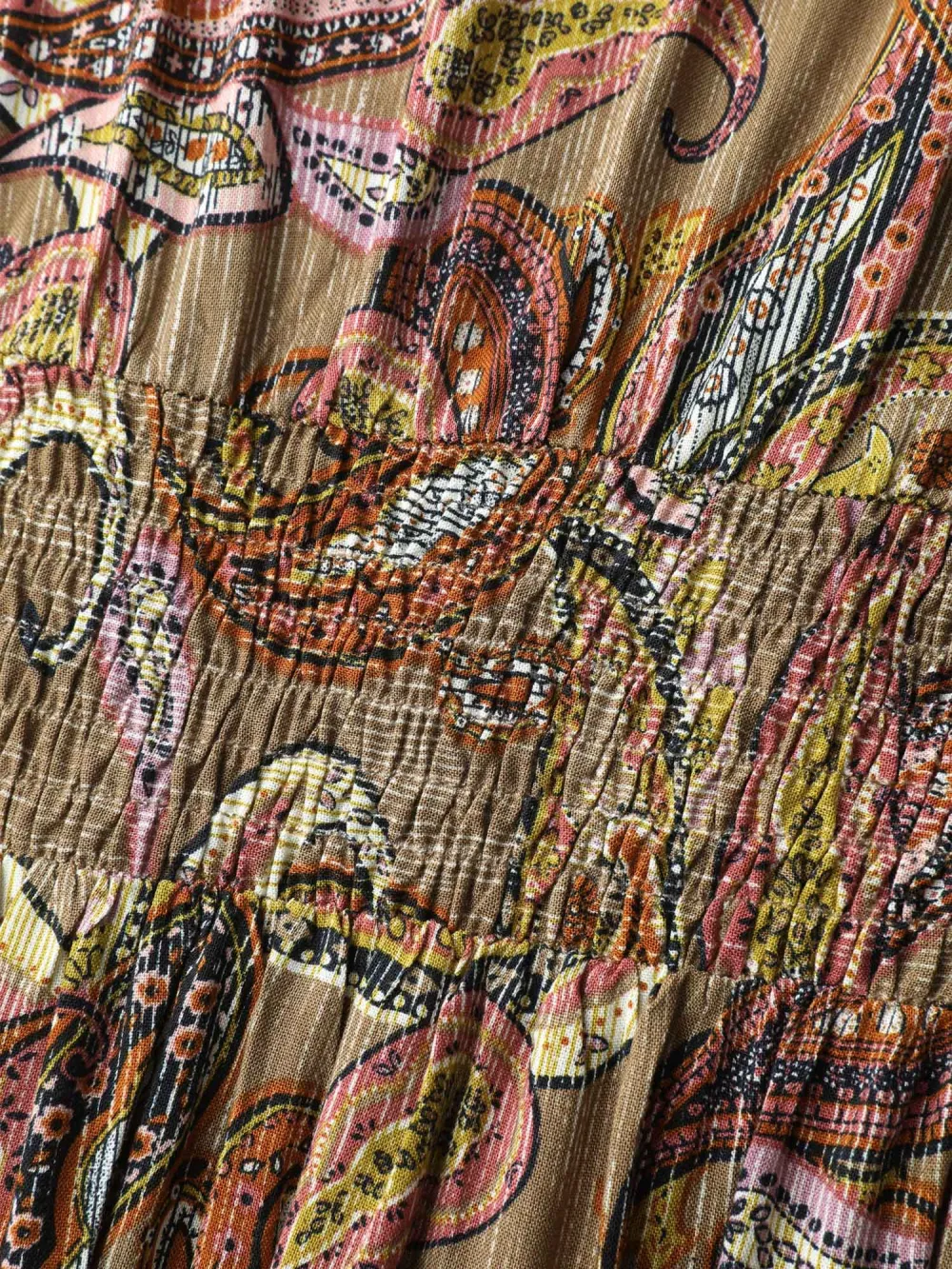 Paisley Print Neck-Tie Tiered Maxi Dress