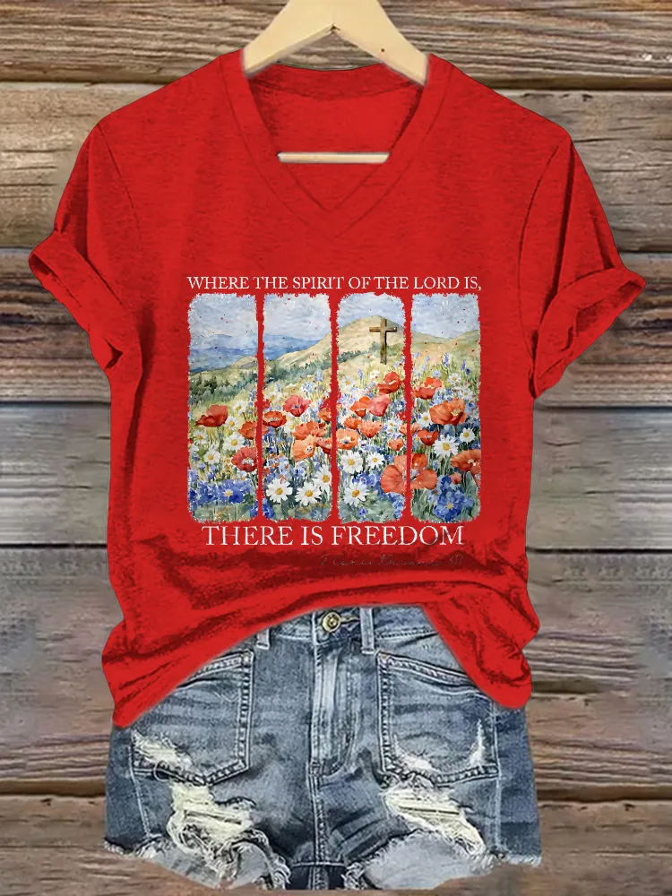 Women'S Where The Spirtt Of The Lord Is, There Ic Freedom T-Shirt
