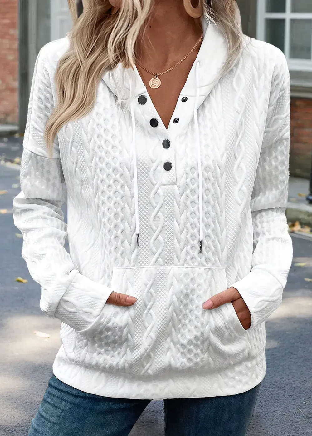 White Tummy Coverage Long Sleeve Hoodie