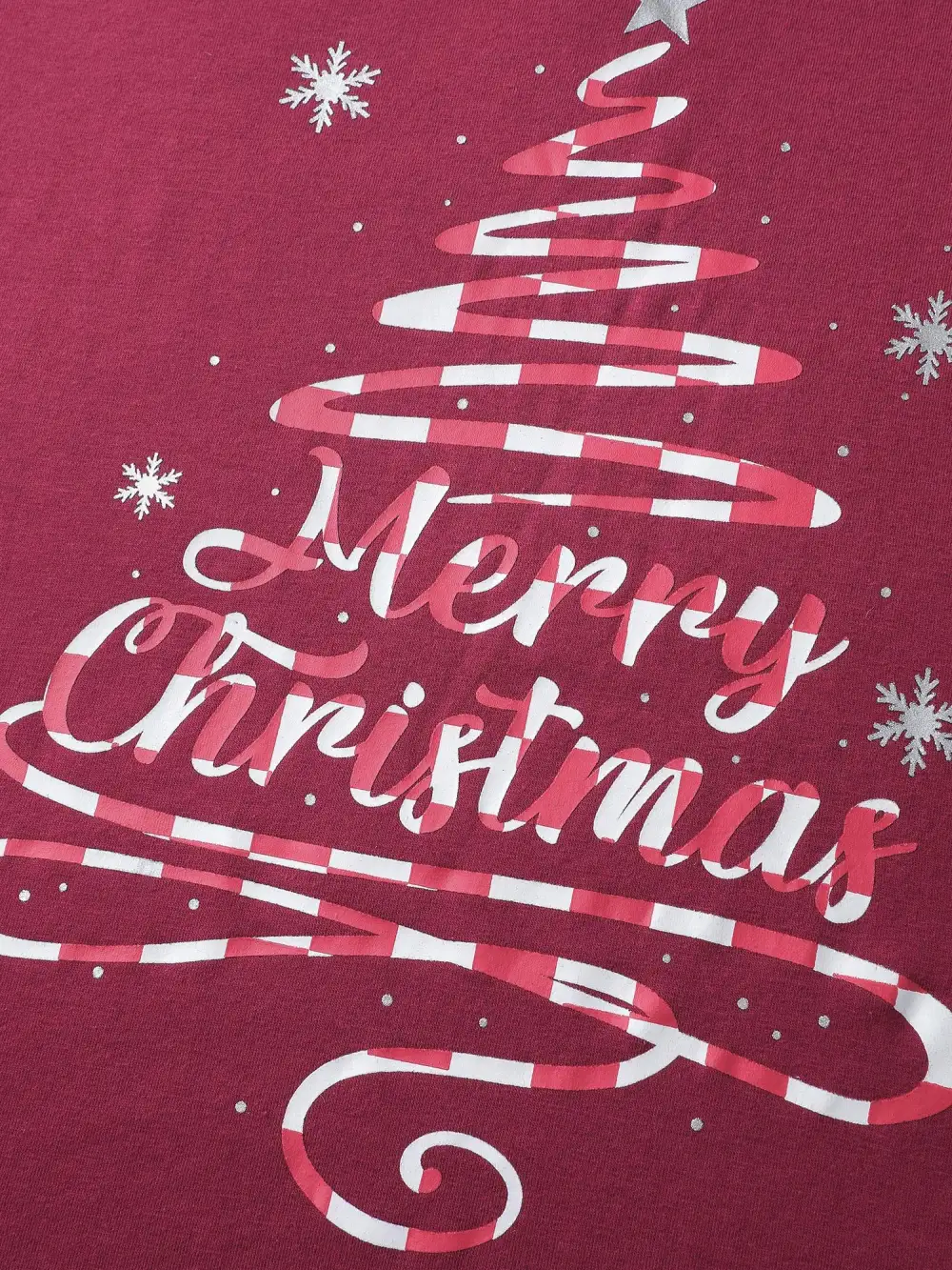 Merry Christmas Print Contrast T-Shirt