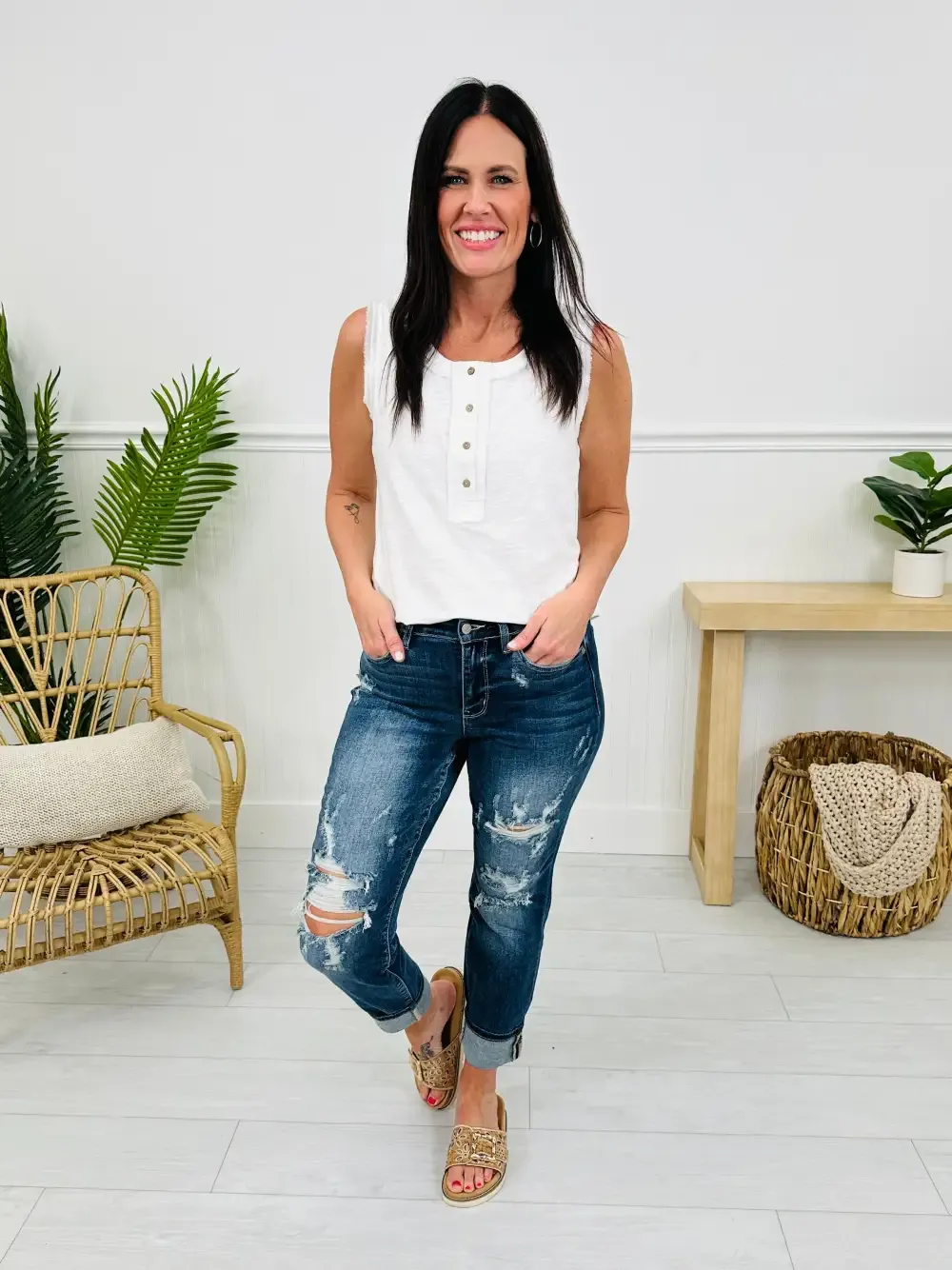 Judy Blue Plus/Reg Now Or Never Cropped Boyfriend Jeans