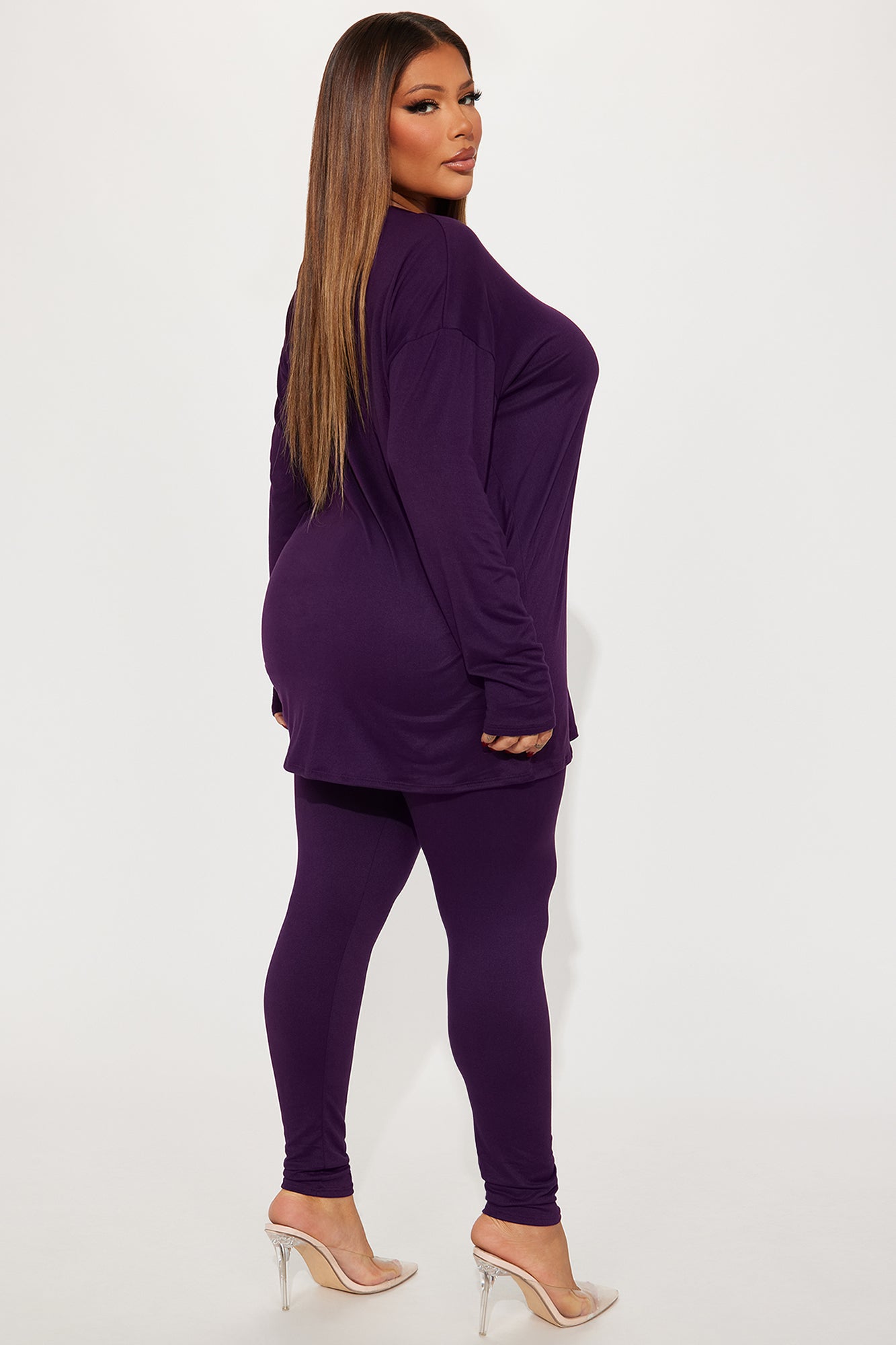 Weekend Vibes Long Sleeve Set - Eggplant