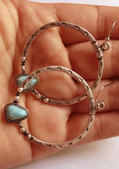 Turquoise Dangle Drop Hook Earrings