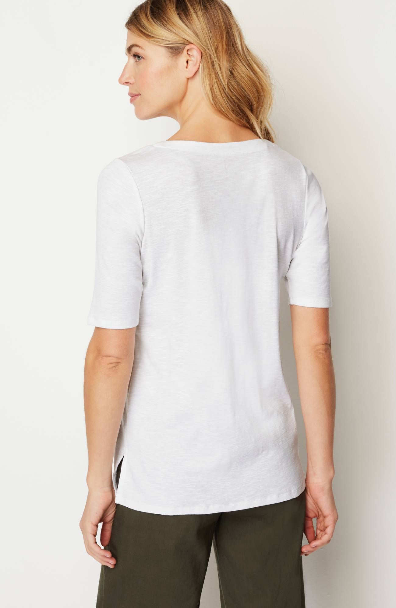 pima-slub scoop-neck side-slit tee
