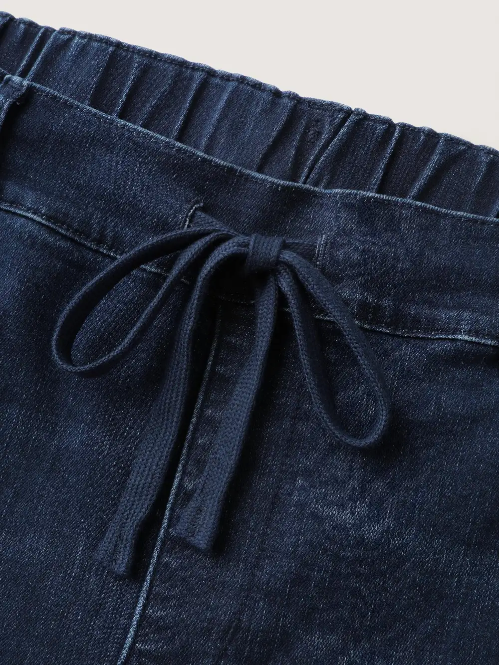 Supersoft Elastic Waistband Drawstring Straight Leg Jeans