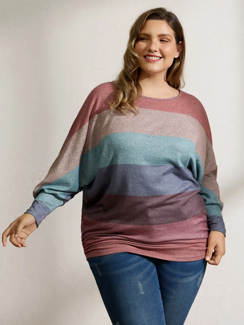 Colorful Stripes Dolman Sleeve T-Shirt