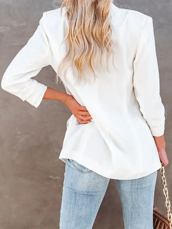 Fashion Casual Solid Color Pocket Blazer Jacket