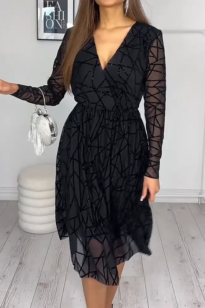 V-neck shiny dress