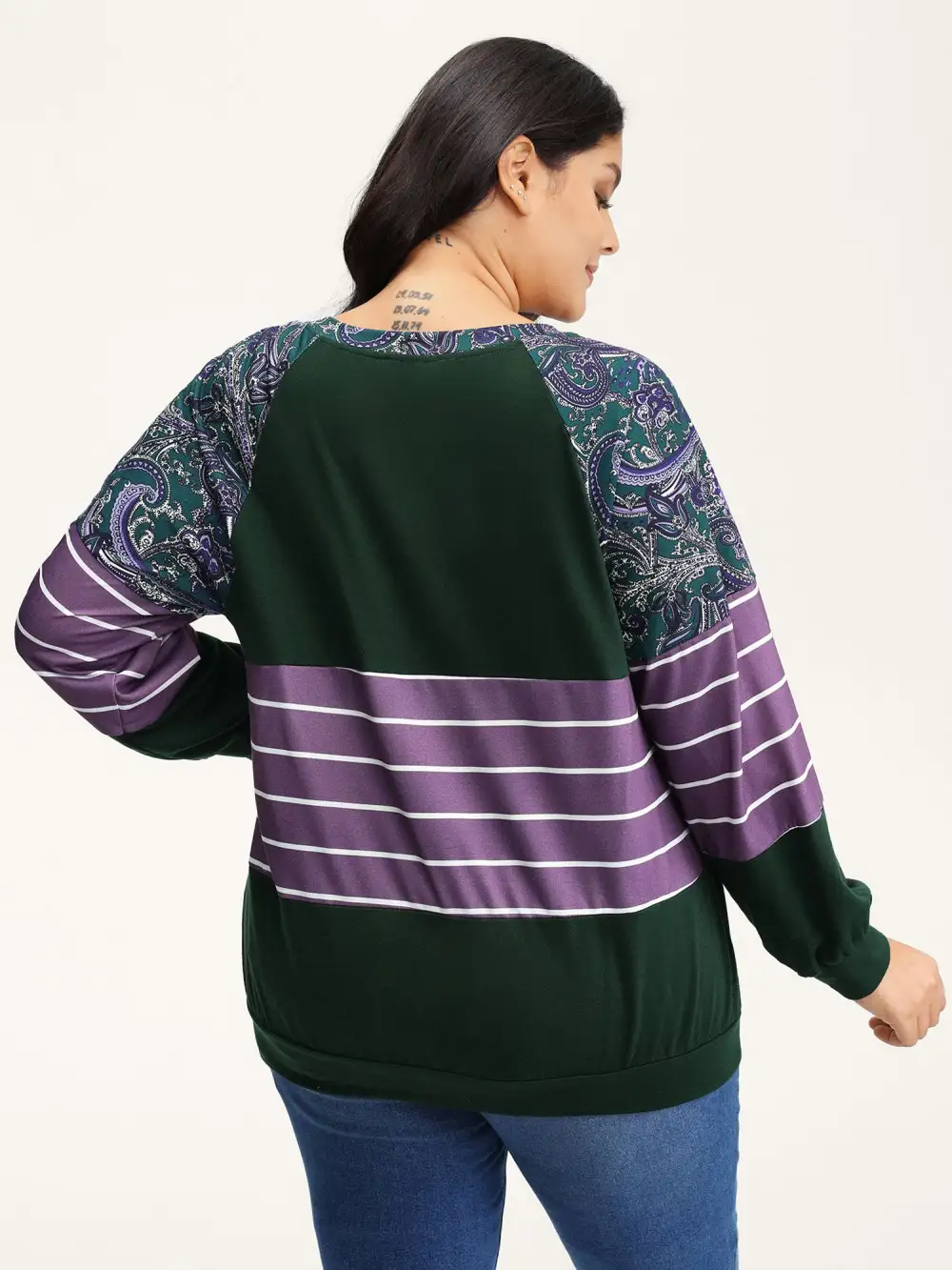 Supersoft Colorblock Paisley Print Sweatshirt