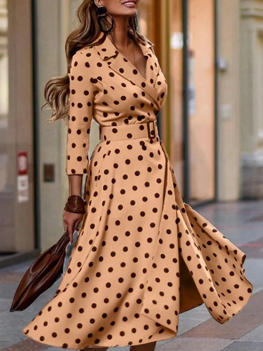 Fall/Winter Fashion Casual Long Sleeve Polka Dot Dress