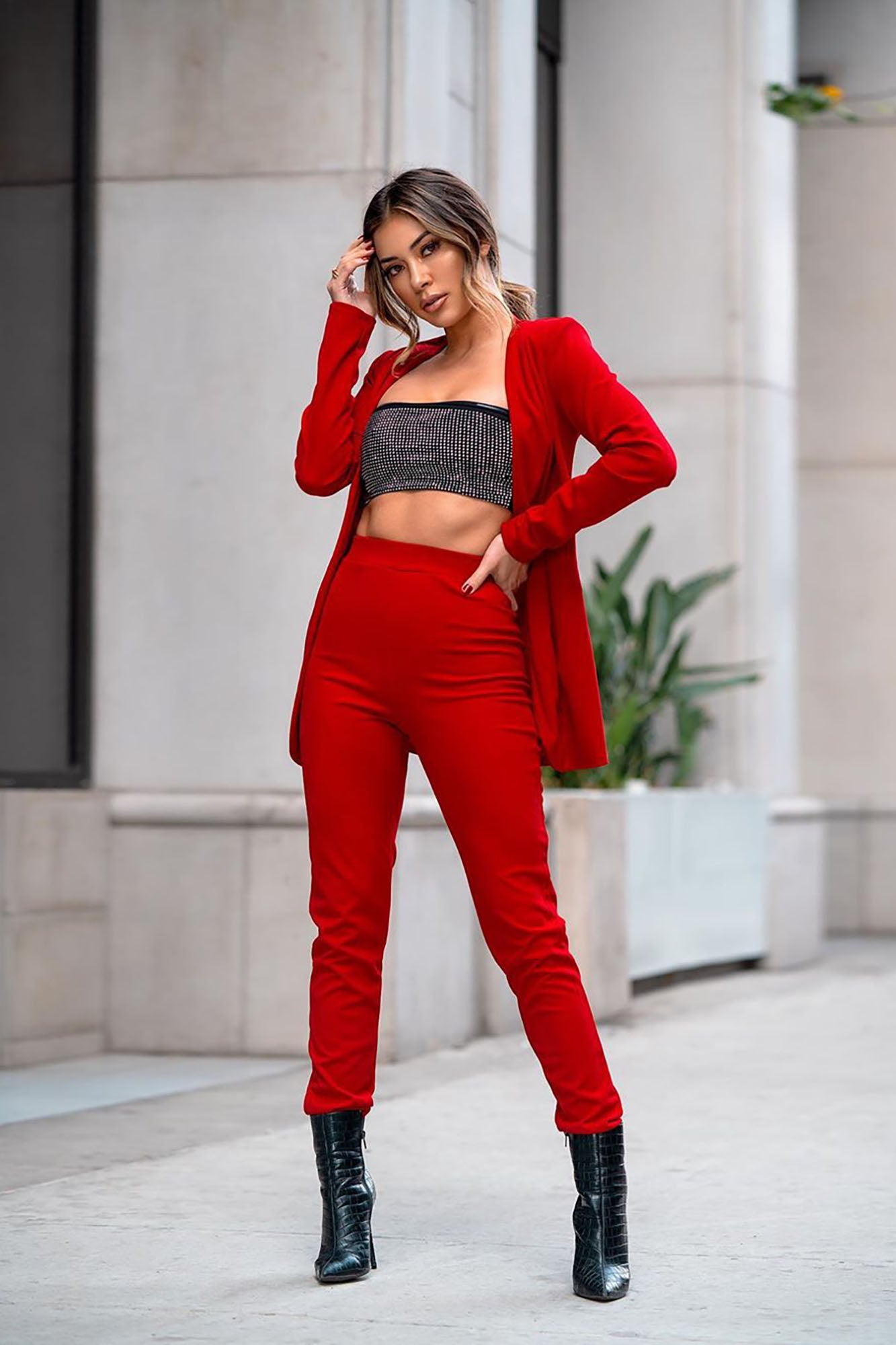 Payin' It Forward Blazer Set - Red