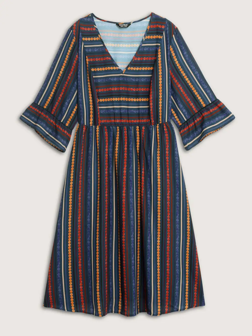 Colorful Stripes Stretchy Waist Midi Dress