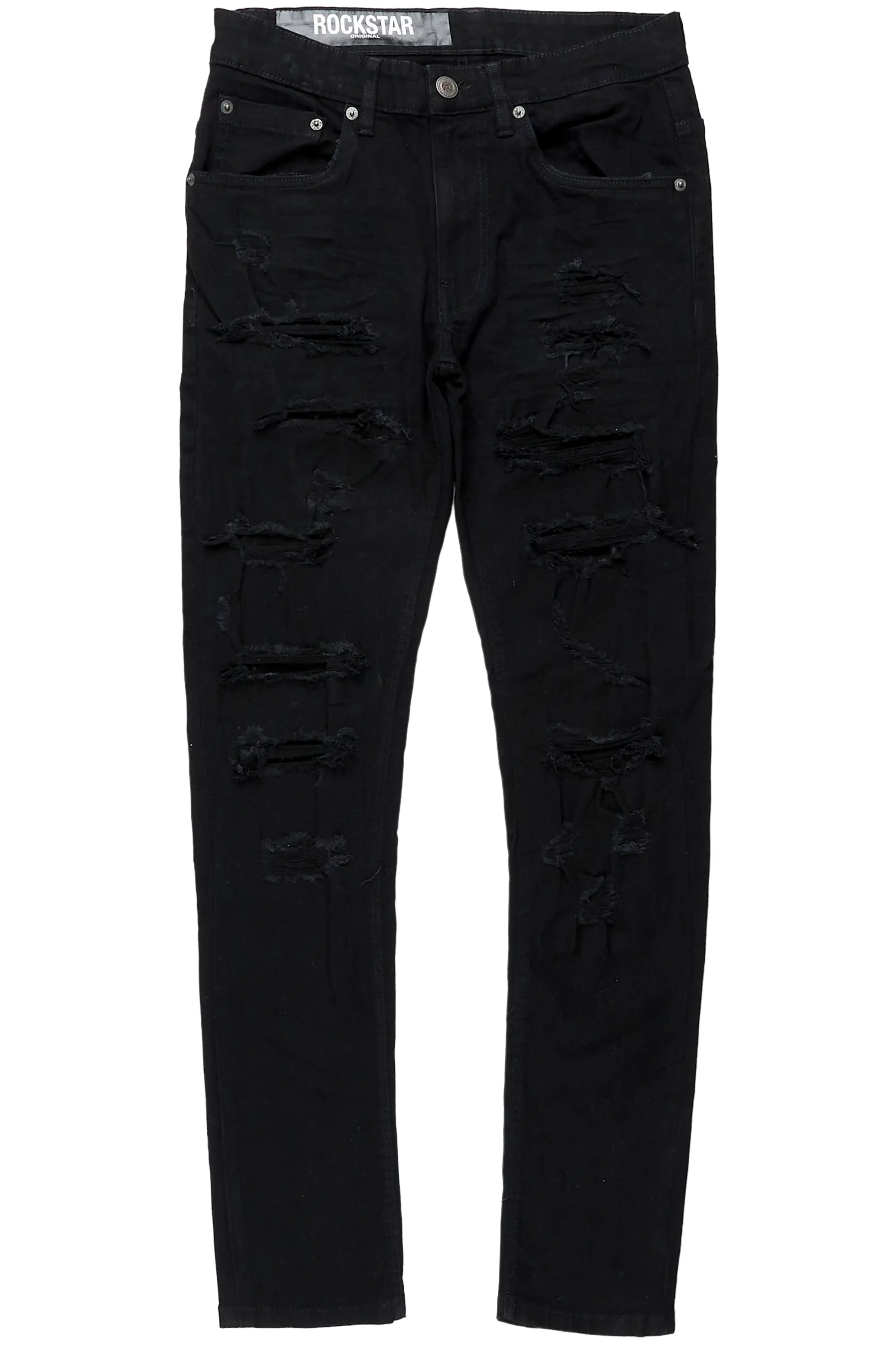 Gaines Black Ripped Slim Straight Jean