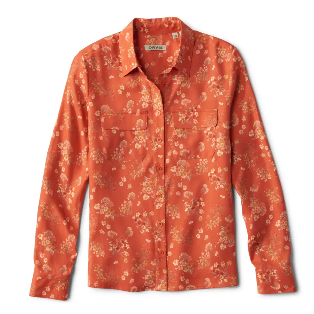 Washable Printed Silk Long-Sleeve Shirt